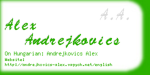 alex andrejkovics business card